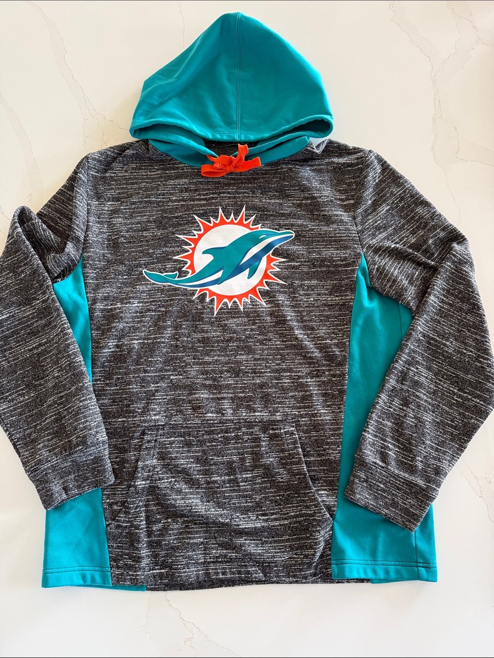 Fanatics Miami Dolphins Heather Black & Teal Pullover Hoodie